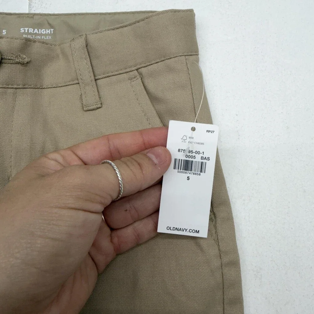 Old Navy Pants Kids 5 Beige Straight Chino Built-In Flex School Uniform 2 Pack